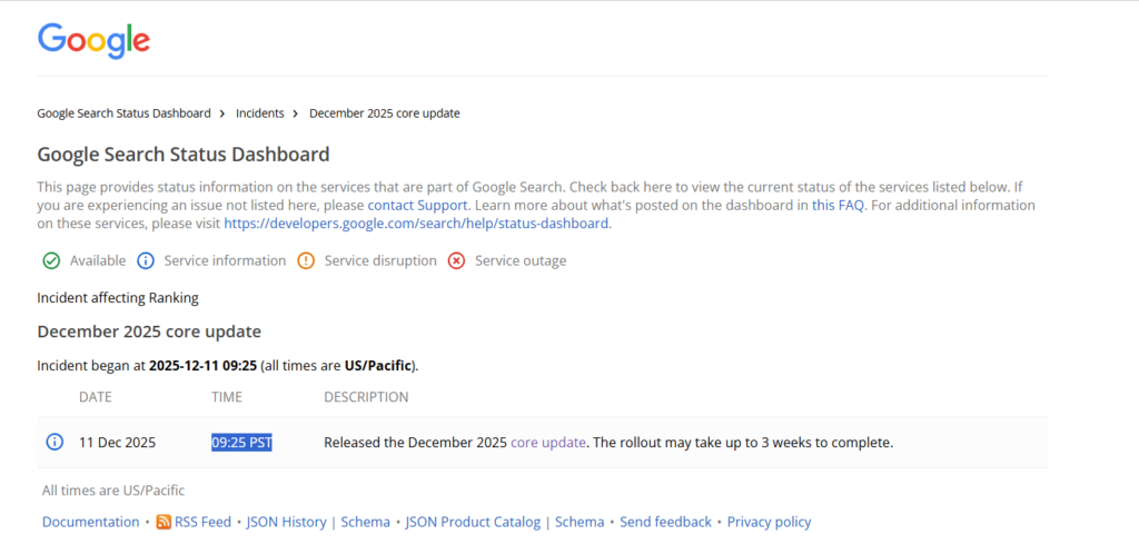 December 2025 core update